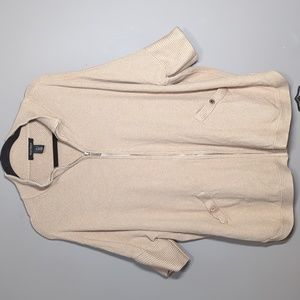 White House Black Market Modal Tan Knit Cardigan Sweater Zip Medium